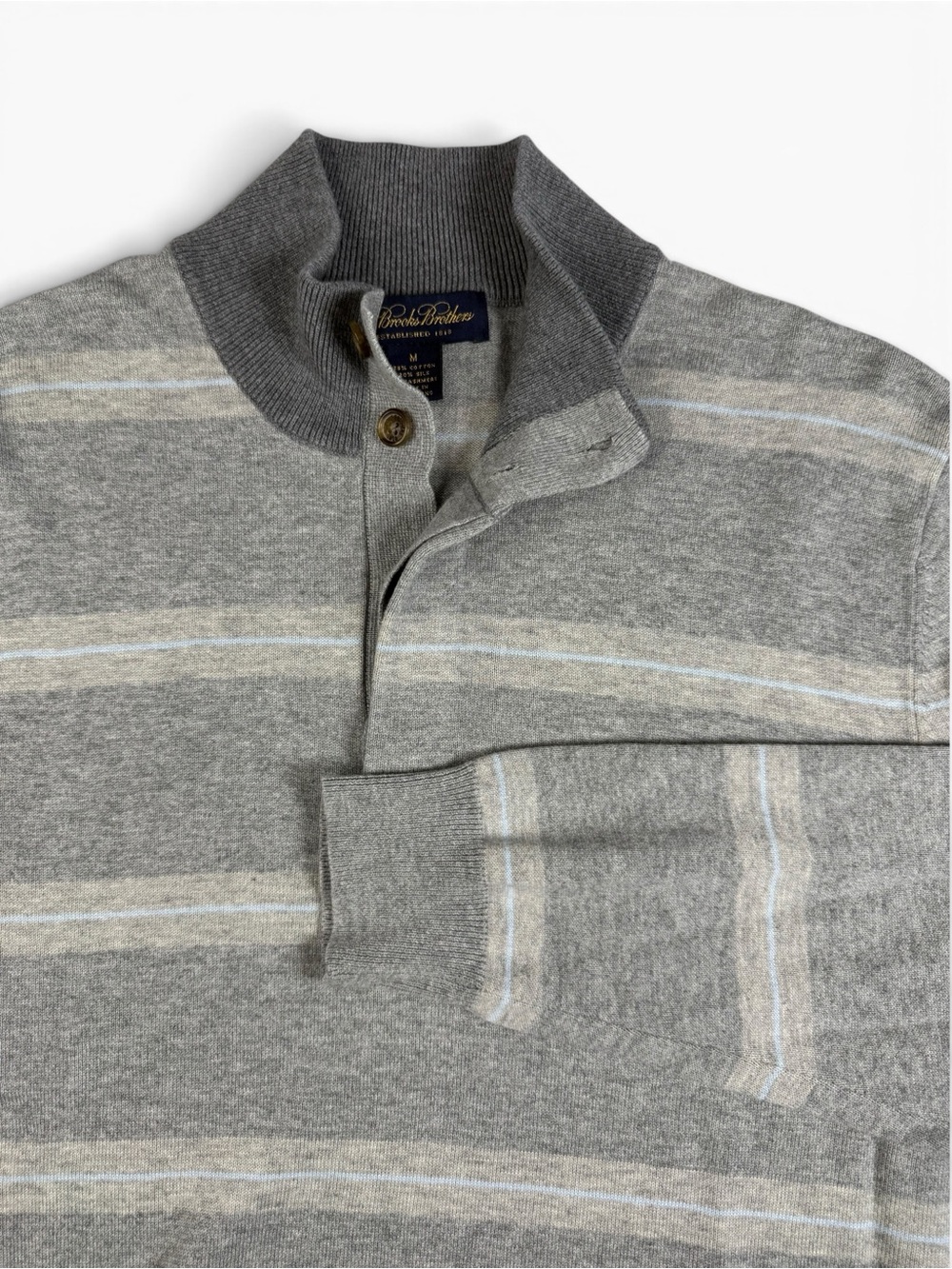 Brooks Brothers Silk Cashmere Striped Mock Neck Sweater Medium